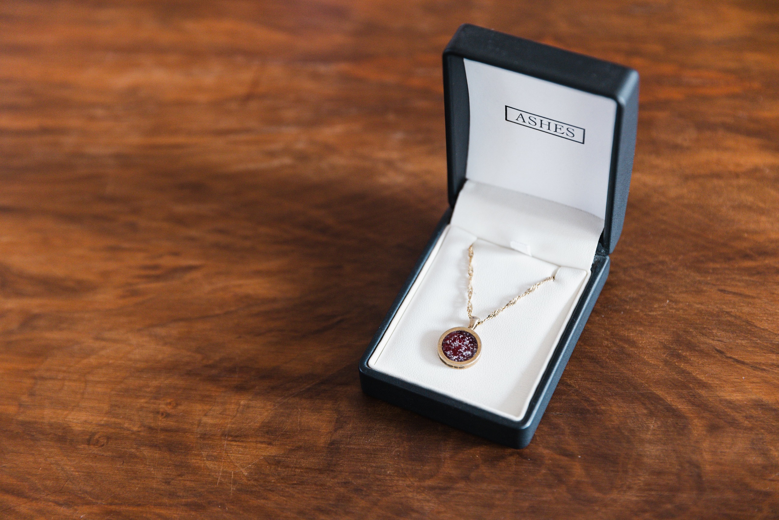 Persons ashes made into necklace