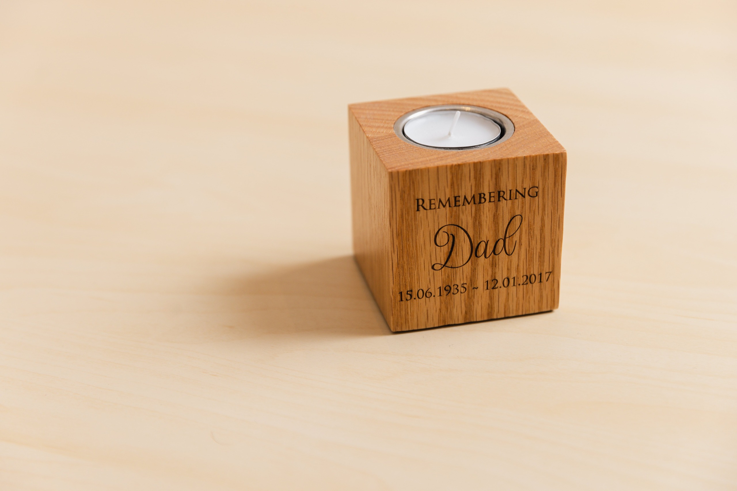 Candle with Remembering Dad engraved